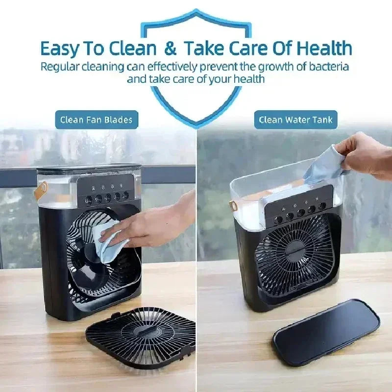 Portable Fan Air Conditioners USB Electric Fan LED Night Light Water Mist Fun 3 in 1 Air Humidifie for Home