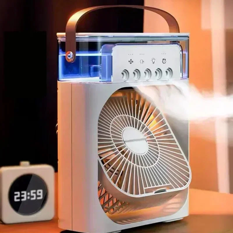 Portable Fan Air Conditioners USB Electric Fan LED Night Light Water Mist Fun 3 in 1 Air Humidifie for Home